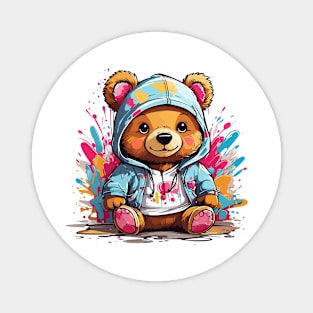 Cute Baby Bear Chibi Style Color Splash Design Magnet